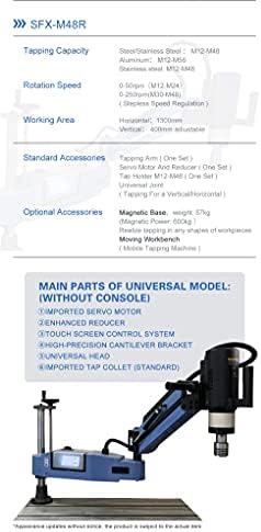 Estoque dos EUA M12-M48 Cumentes de torneira de 1200 mm 360 ° Máquina de batedura universal Tapper elétrico 0-250rpm