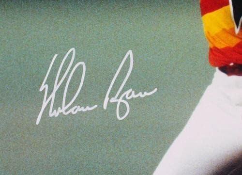 Nolan Ryan autografou Astros 16x20 HM Pitching arco -íris vertical Jersey -AIV Holo - fotos de MLB autografadas