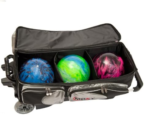 Produtos de boliche moxy Deluxe Triple Roller Bolhling Bag- Silver/Black