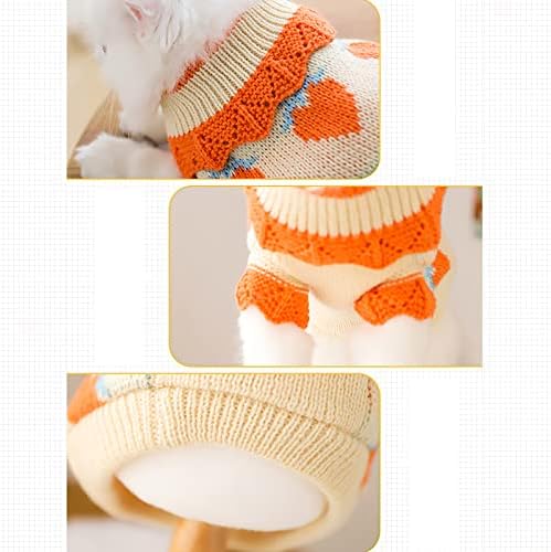 Apott Cat Sweater Vestido de malha de estimação de inverno roupas quentes para britânicos birmaneses cornish Rex Scottish Dold Siamese Orange - S