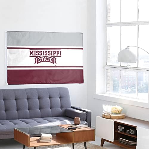 NCAA Mississippi State Bulldogs Unissex dupla lados 3 'x 5' logotipo da equipe horizontal, horizontal 3 'x 5', tamanho