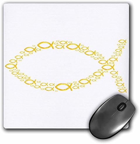 3drose LLC 8 x 8 x 0,25 polegadas mouse pad, símbolo de peixe cristão
