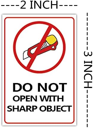 Não abra com adesivos de objetos nítidos, 2x3 polegadas, etiquetas/adesivos internacionais de aviso de envio, não cortam etiquetas,