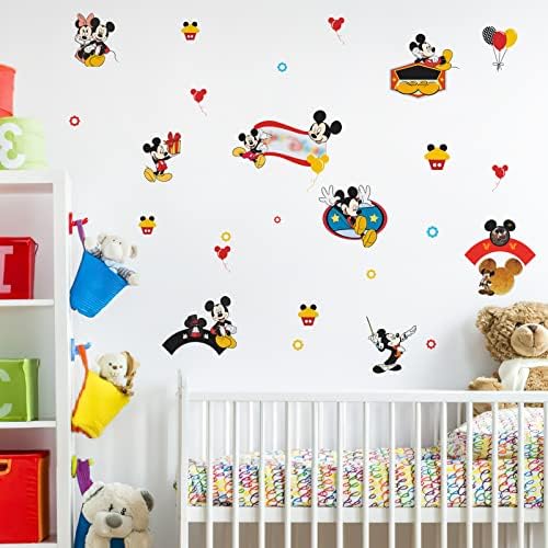 Adesivo de parede de mouse de desenho animado decalques de vinil descascam e bastão garotas adesivas de parede para crianças Mickey Wall decor