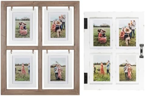Great Lakes Memories Glm Farmhouse Ficture Frame and Window Picture Frame Pacote - segura 4 fotos - 4x6 com MAT ou 5x7