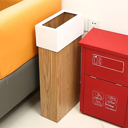 Yuesfd madeira estreita lixo cozinha cozinha durável recipiente de lixo escritório retangular lixo papel cesto de banheiro quarto