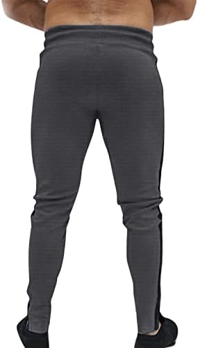 Calça as calças Street Men's Sweatpante Fitness com zíper mais esportivo de calças casuais bolsões jogging masculino masculino 4