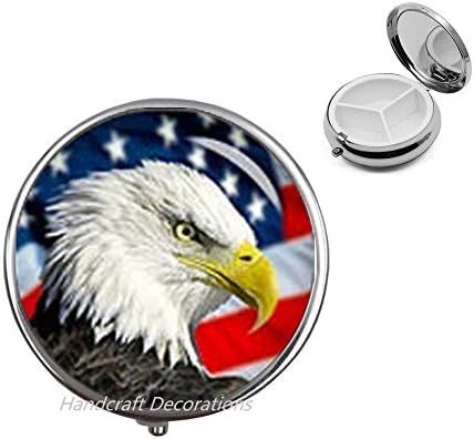 Caixa de pílula da pílula americana de águia Bald Eagle ， estojo de pílula de bandeira americana ， Charm Box Patriot Pill