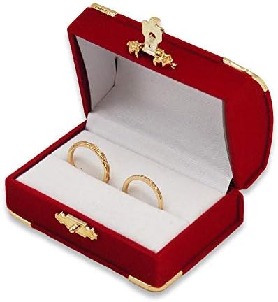 Botebox Red Velor Brass Caixa de anel duplos de bronze