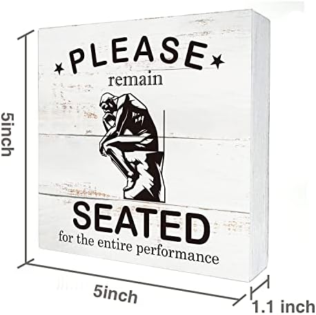 Farmhouse Bathroom Wood Box Sign Decoração de casa, Rustic, permaneça sentado para toda a performance Placa de placa de placas de