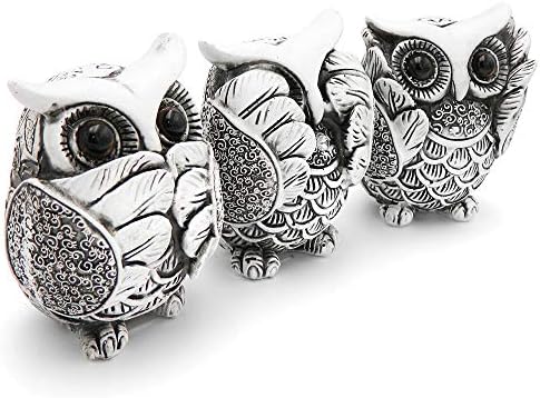 Estátua da Owl para Decora Owls Figura Família Família de 3 estatuetas de coruja fofas Presentes pretos e brancos para mamãe, presentes de humor zen, veja ou soma e não fale mal, boa decoração para o escritório em casa, vibrações positivas