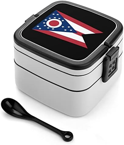 Bandeira de Ohio engraçada tudo em um recipiente de almoço de caixa bento com colher para viagens de trabalho piquenique