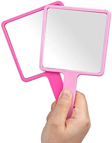 Retângulo espelho de mão retângulo espelho de mão espelho portátil espelho cosmético com alça 2pcs