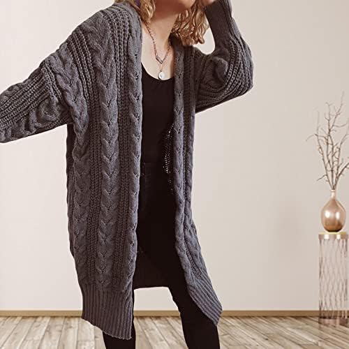 Suéter feminino de crochê de crochê de manga longa de manga longa de tamanho grande malha.