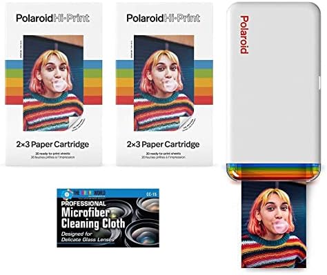 The Imaging World Polaroid Hi -Print - Bluetooth conectado 2x3 Pocket Phone Photo Printer com sete polaroid hi · imprimir 2x3 Cartuchos de papel e panos de microfibra
