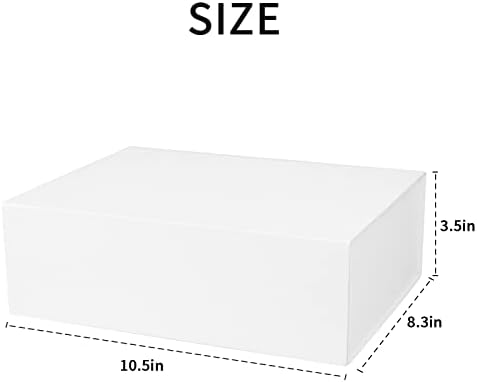 Caixa de presente de Yinuoyoujia White com tampa, 10,5x 8,3x3,5 polegadas Caixa de presente magnética com fita.