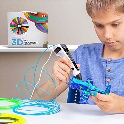 ATARAXIA ART 3D PEN PLA FILIÇÃO RECILLS 1,75 mm, 24 cores + 4 cor fluorescente e 4 translúcida, recarga de crianças seguras, compatível com caneta 3D e filamento de impressora 3D, 10 metros