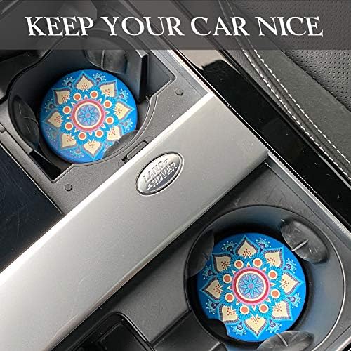 Coasters de carros 2 pacote absorvente Mandala Cerâmica Cupo da xícara de carro Inserir montanhas -russas, 2,56 ''