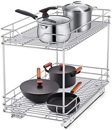 Bonadom 2 Tier Pull Organizer Organizador Rolução Gavetas de cesta de arame Deslize a estação de cozinha de armazenamento