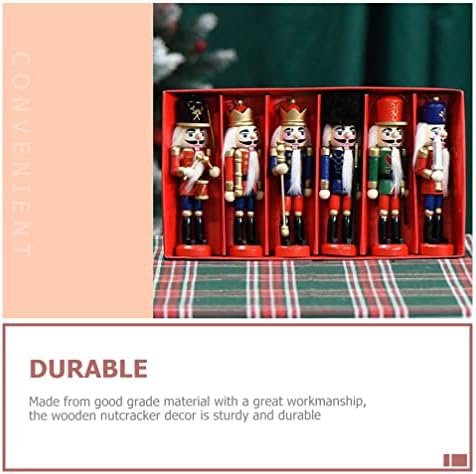 Didiseaon Dining Table Decor 6pcs de madeira Ornamentos de quebra -nozes de Natal Soldado Figura de nutrião de figura de natal de combatente de mesa de natal