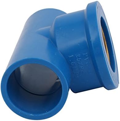 UXCELL RC3/4 LINHA feminina PVC-U Brass T forma de ajuste de ajuste do conector Adaptador azul