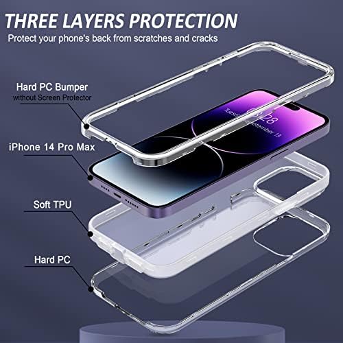 Caso anuck para iPhone 14 Pro Max Case 6,7 polegadas, Cristal Clear Hovery Duty Defender Telefone Caso 3 Camada Casa