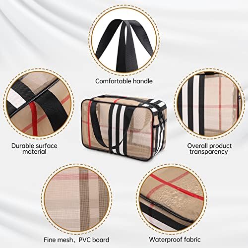 Golikee 3pcs Bolsas de maquiagem Stripes Saco cosmético Conjunto