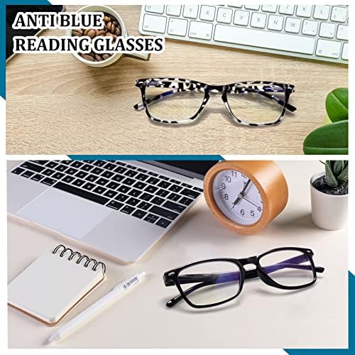 Zonlon 6 copos de leitura de embalagem para homens, Hinge Hinge Olheeglasses Blue Blocking Anti -Eyestrain Computer Leitors