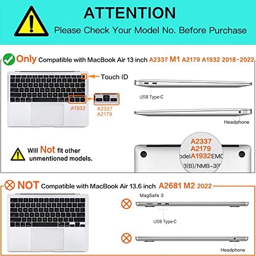 Mosis Compatível com MacBook Air 13 polegadas CASO 2022-2018 A2337 M1 A2179 A1932, Casca dura de plástico e bolsa e teclado