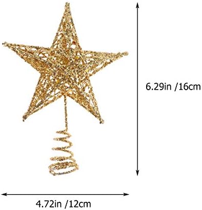 AMOSFUN 12cm Star Tree Topper 5 Glitter Treetop Treetop Ornamento de árvore de Natal para festa de Natal em casa