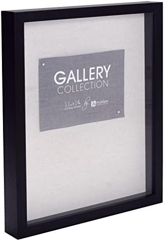Malden International Designs 11x14 Black Shadow Box com linho de marfim