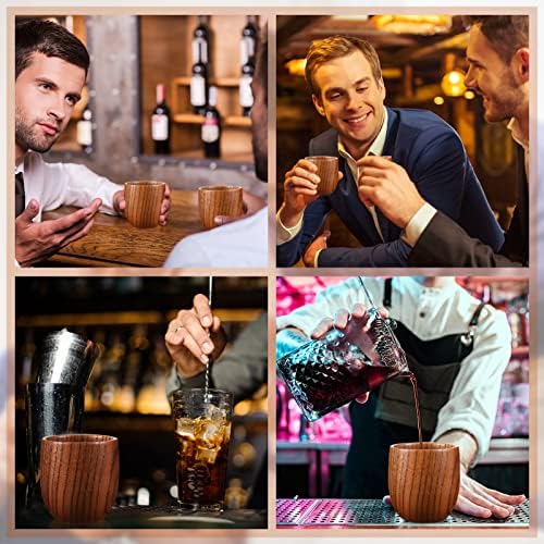 Yinder 2 PCs Bourbon Bourbon Bourbon Presentes para homens 150 ml Copa de madeira com bolsa Kraft para uísque Sake Tea Bar Drink