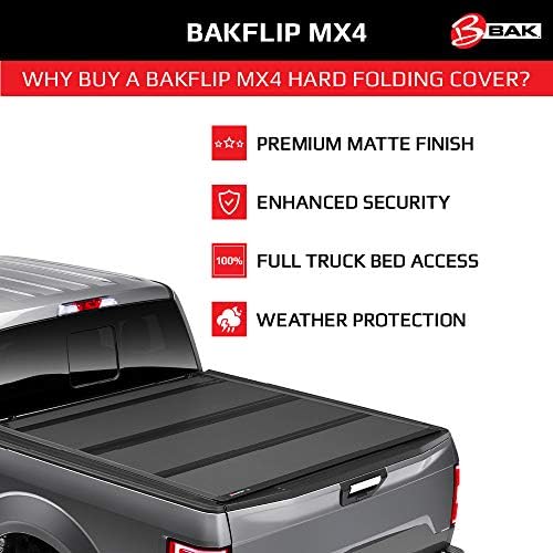 Bak Bakflip MX4 Campa de caminhão dobrável Hard Tonneau | 448226 | Fits 2019-2022 RAM 1500 trabalha com a cama traseira multifuncional
