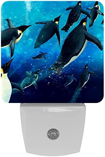2 plug-in plug-in led noturno lâmpada de pinguim marinha marinha, anoitecer automático ao amanhecer, luz noturna decorativa