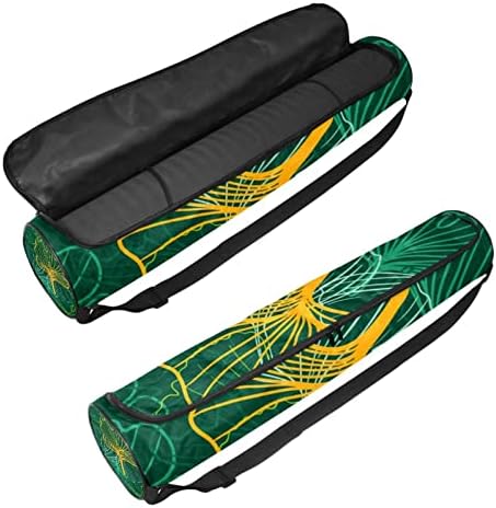Bolsa de transportadora de ioga de folhas verdes de gingkgo verde escuro com alça de ombro de ioga bolsa de ginástica Bolsa de praia