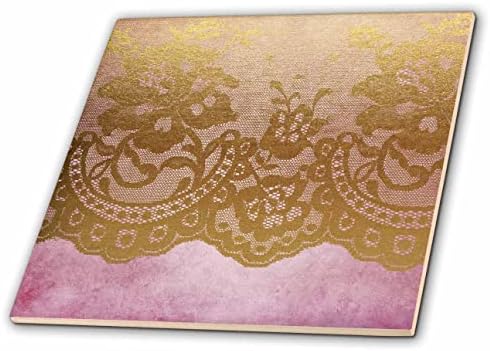 3drose bonita imagem de ouro floral de ouro de renda em rosa - azulejos