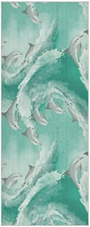 Aunstern Yoga Blanket Golphins-Jump-Blue-Sea-Sea Towel Yoga Mat Toalha