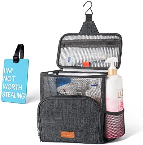Bolsa de chuveiro, bolsa de malha de chuveiro portátil de viagem, bolsa de higiene pessoal compatível com garrafa de tamanho