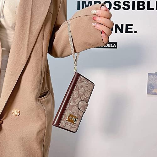 Caixa de carteira de grife para Samsung Galaxy S21, Caixa clássica de luxo de monograma, capa de caixa de proteção de couro premium PU PU