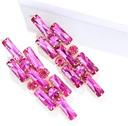 Brincos geométricos de declaração de strass, lustre de cristal brincos para mulheres coleta de jóias de jóias de baile