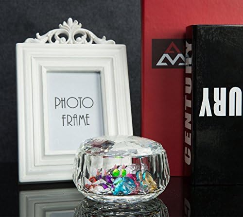 Donoucls Crystal Candy Plato, tigela de noz com tampa de 3 x 4,7 tigela de cristal decorativa e jarra para mesa de casamento