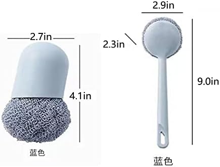 Escova de cozinha Zoyoleo, escova de lavagem de louça de 2 peças, escova de alça longa e escova de cabeça redonda, com bola de limpeza,