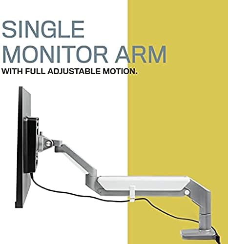 Ergotech align-1 monitor braço, ergonômico e braço de monitor único ajustável com montagem de mesa C-clamp, vesa compatível, prata