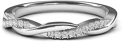10k White Gold 2,5mm Petite Twisted Vine simulou anel de casamento de anel de diamante de diamante anel