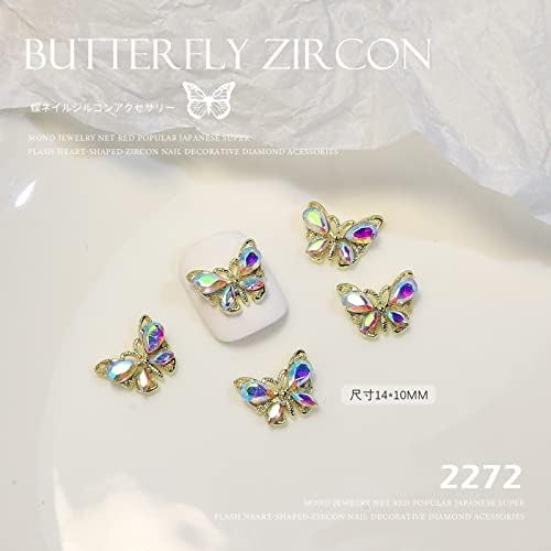 Acessórios para unhas de 5pcs/lotes Dreamland Crystal Butterfly Zircon Super Flash estéreo Acessórios de borboleta de unhas de unhas -