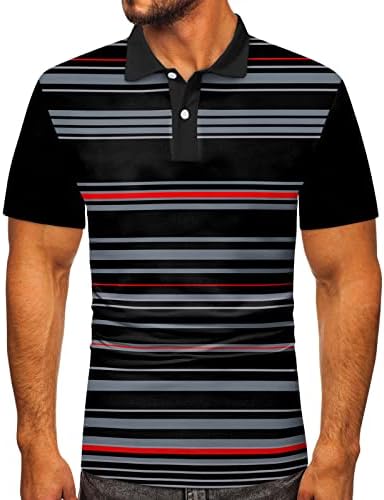 Camisetas de golfe do ZDDO Mens Polo, tênis listrada de moda tênis tênis de manga curta verão slim fit casual esportes