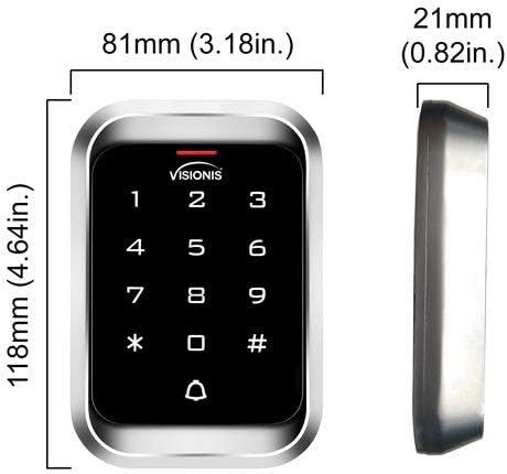 Visionis FPC-5661 Vis-3000 Controle de acesso Interior + Classificação externa IP68 Teclado + Standalone com Mini Controller,