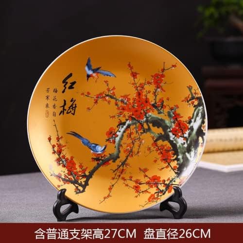 26cm Jingdezhen Cerâmica Placa Plum Plum Gabinete de vinho chinês Armário de TV BO Ornamentos de rack de antiguidades