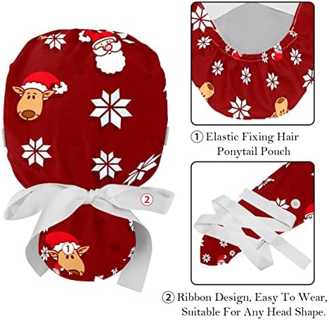 Niaocpwy Banta de trabalho de árvore de Natal de ouro sem costura com botões Cha cabelo comprido Elastic Ribbon Back Back Hat for Women