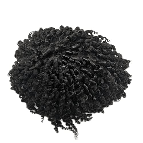 Afro Curl Toupee for Black Men Toupee African para homens Yanahair Men Hair Pieces Sistema de reposição de penteado mens de renda de renda de renda de cabelo real homens humanos homens respiráveis ​​finos de renda francesa Sistema de cabelo